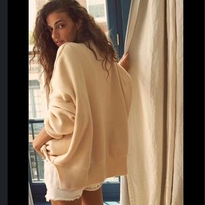 Free People Cream Crew Neck Sweater